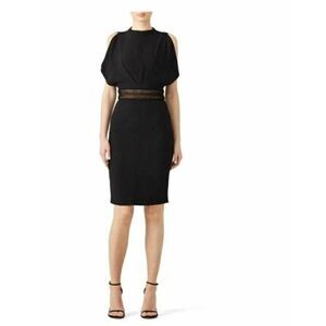Genny Women Black Lurex Sheath Dress Embroidered US 8 IT 44 Crepe Party Cocktail